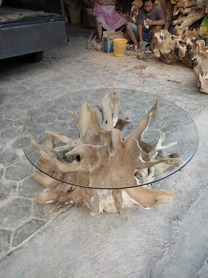 Custom Teak Root Wooden Coffee Table "Jatee" round - 80 cm