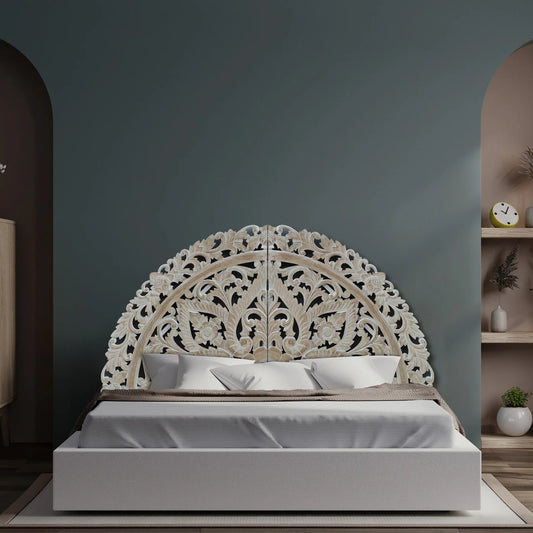 Carved Bed Headboard "Ayunina" - Antic Wash - EXP