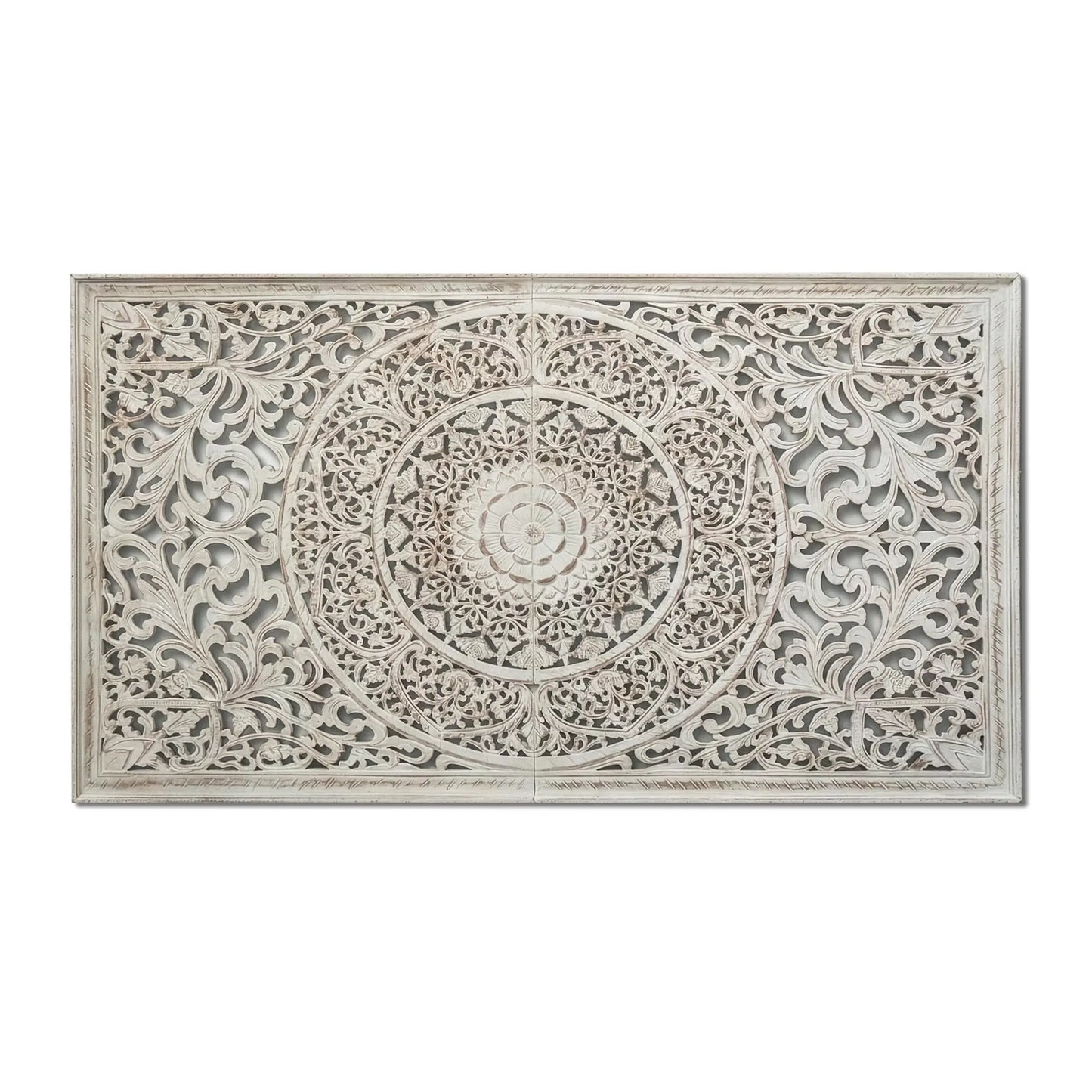 Half Manusa Mandala Bed Headboard Manusa - White Wash - USA