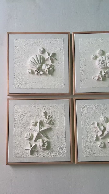 Bas-Relief Wall Art “Coraux” – Set of 4 - 40 x 40 cm Each