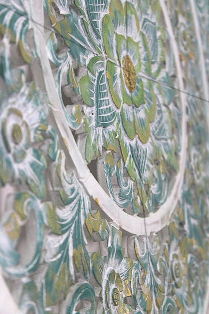 Carved Bed Headboard "Emerald" - Multicolor- Export - Kulture Home Decor