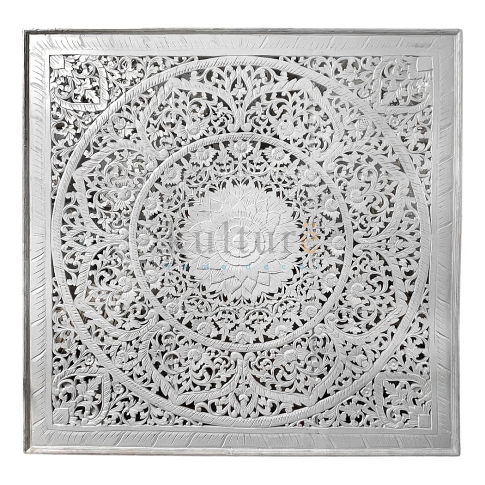 Bed Headboard Carved Manusa - White Wash EXP