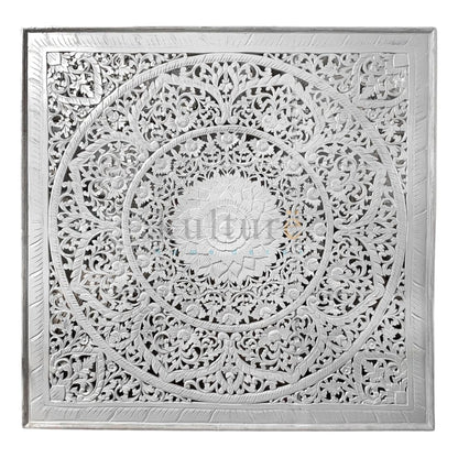 Bed Headboard Carved Manusa - White Wash EXP
