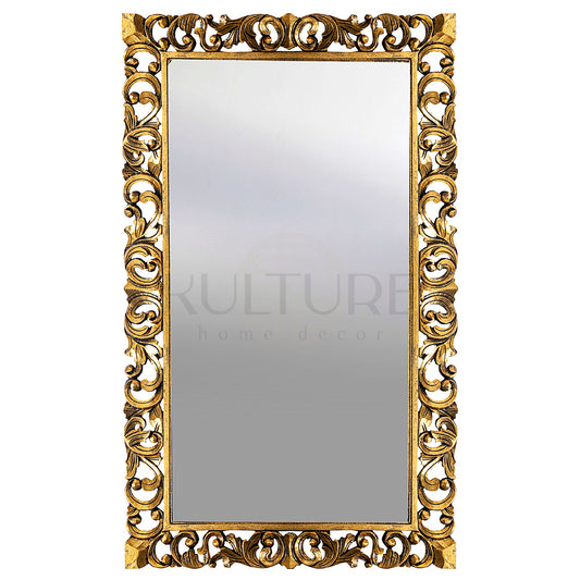 Hand Carved Mirror "Cempaka" Gold Wash - 150 cm