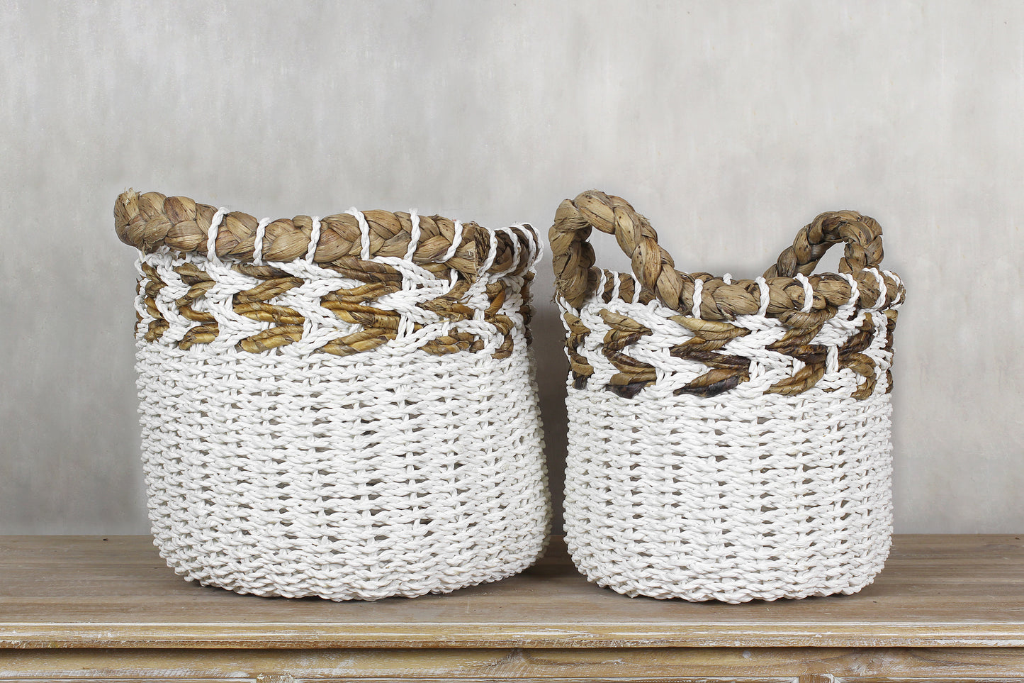 Set of 2 Baskets 'Rote' - White