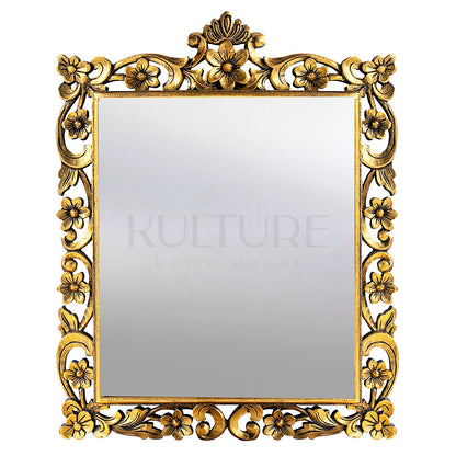 Hand Carved Mirror Gelora Gold Wash 90 cm