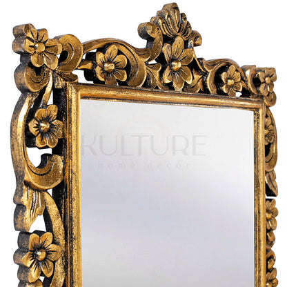 Hand Carved Mirror Gelora Gold Wash 90 cm