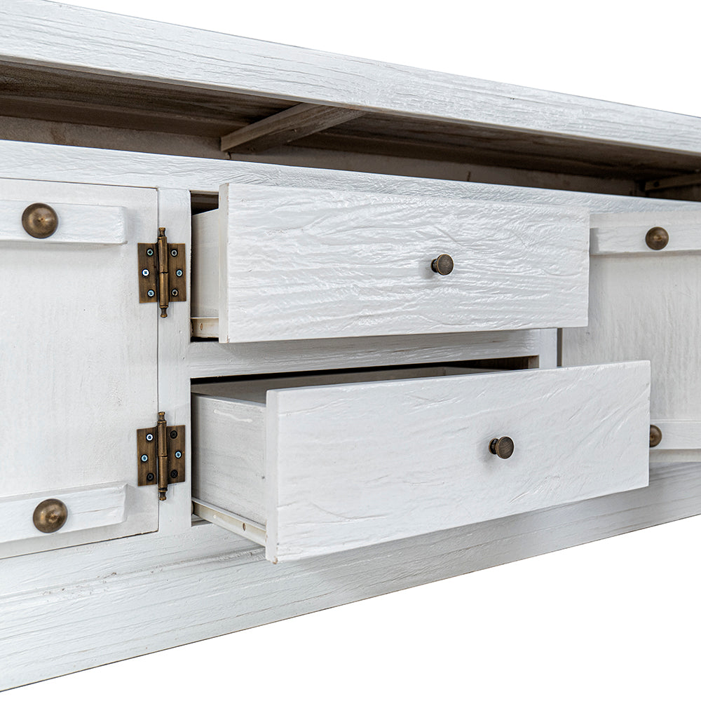 Wooden Media Console "Inggrid" - White Wash