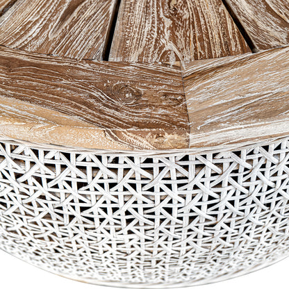 Rattan & Wooden Coffee Table "Maylea" - 90 cm