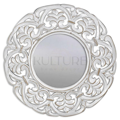 wood mirror rasa white wash bali design hand carved hand made home decorative house furniture wood material