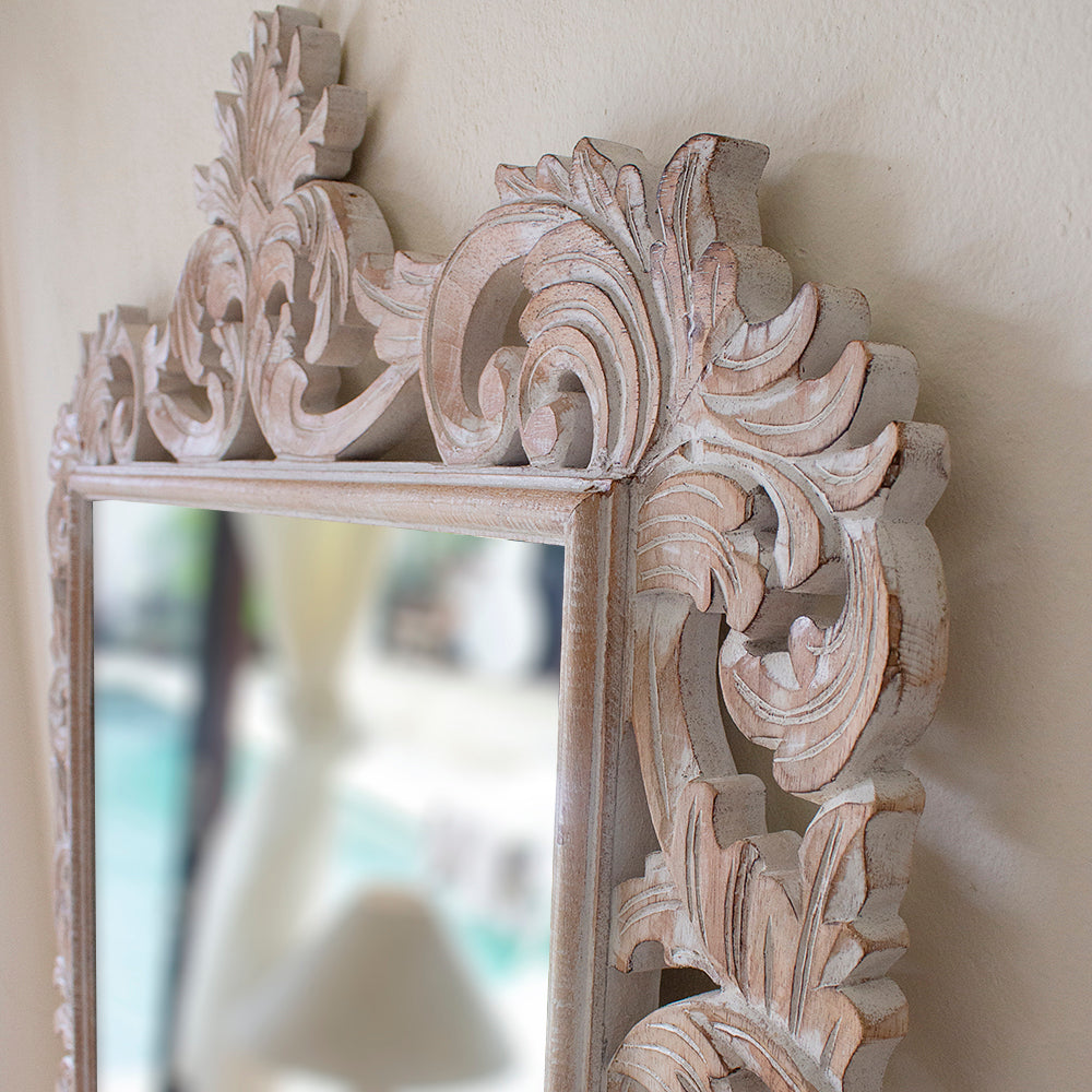 wood mirror uluwatu antic wash bali design hand carved hand made home decorative house furniture wood material